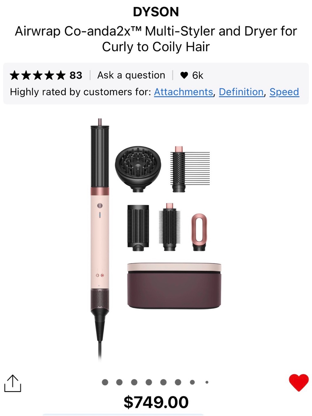 Dyson Airwrap Co-anda2x Multi-Styler and Dryer in Pink and Burgundy